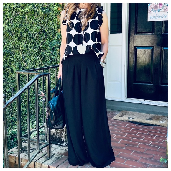 39 Black Fabulous Boho Wide Leg Solid Pleated Pants - Picture 3 of 8